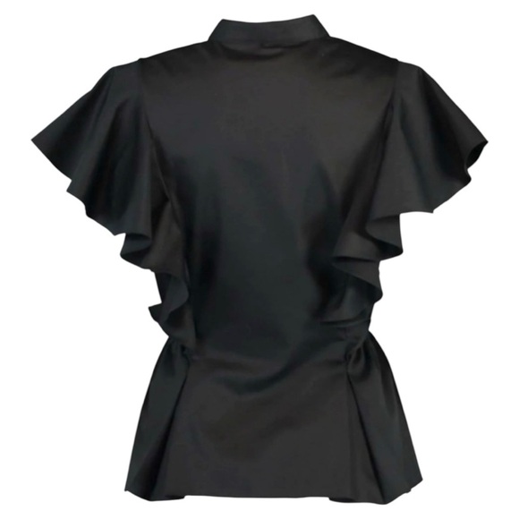 Adam LIPPES Ruffled cotton-poplin short sleeve button down blouse top size 12 - Picture 14 of 16